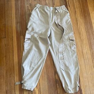 Versona Tan Cargo Pants with satin details